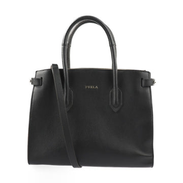 FURLA PIN Tote S pin handbag leather black gold hardware 2WAY shoulder bag tote