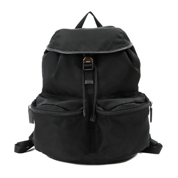 PRADA Backpack Rucksack Nylon Saffiano Leather Black Nero V164 Silver Hardware