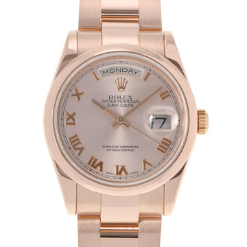 Rolex Day Date 118205 Men's PG Watch Automatic Pink Roman Dial