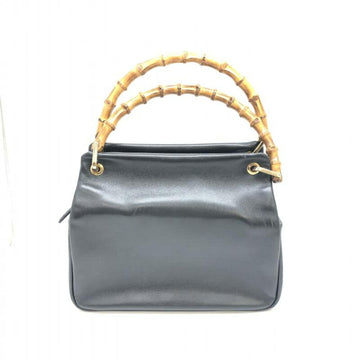 GUCCI Bamboo Leather Handbag 000.2865.0575  Black *Inner Deterioration