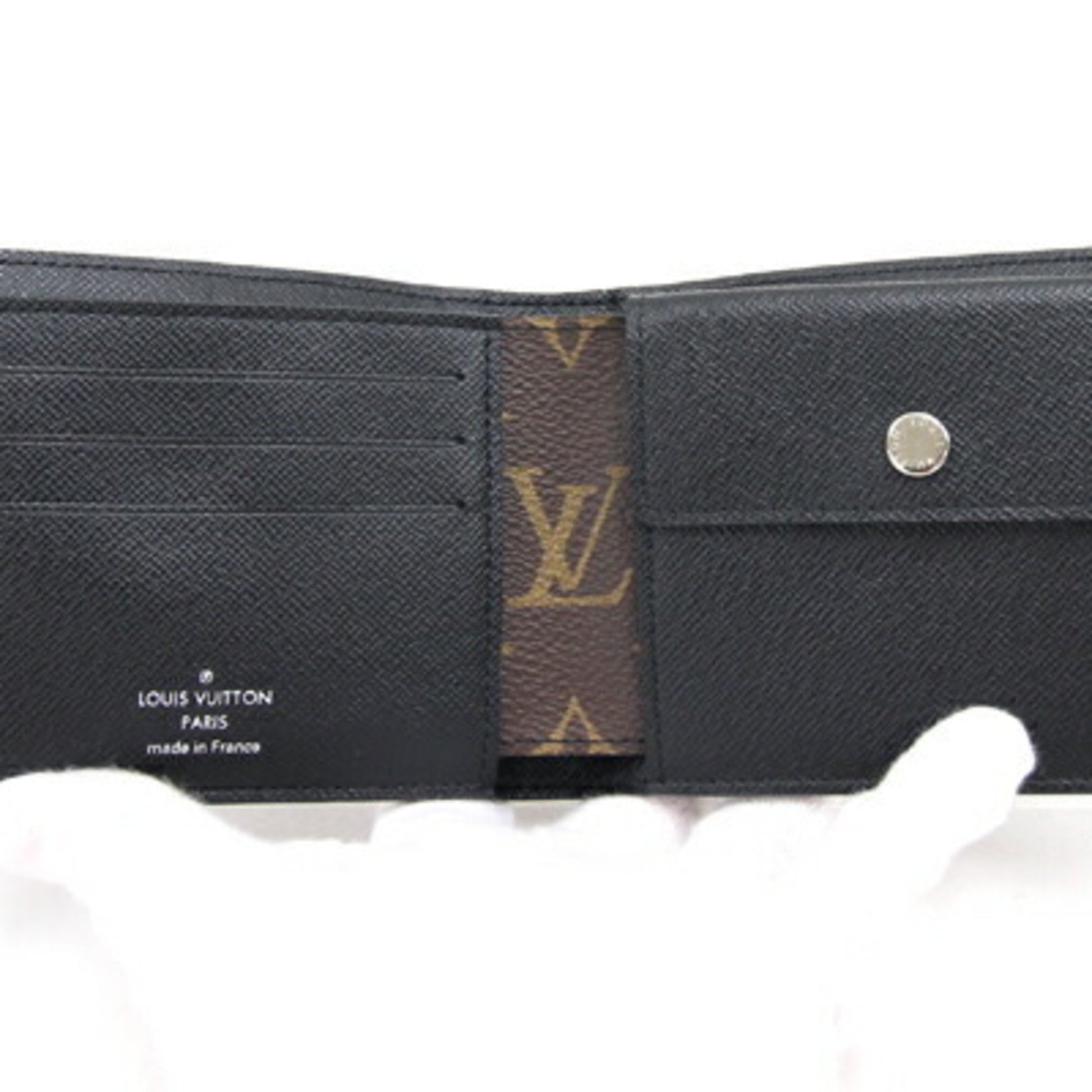 Louis Vuitton Bifold Wallet Monogram Macassar Portefeuille Mindoro M60411 Men's