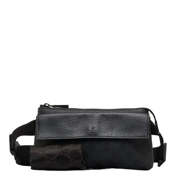 GUCCI GG Supreme Body Bag Waist 161833 Black PVC Leather Men's