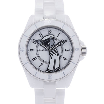 CHANEL Mademoiselle J12 Rapauza H7481 Men's White Ceramic SS Watch Automatic Winding Dial
