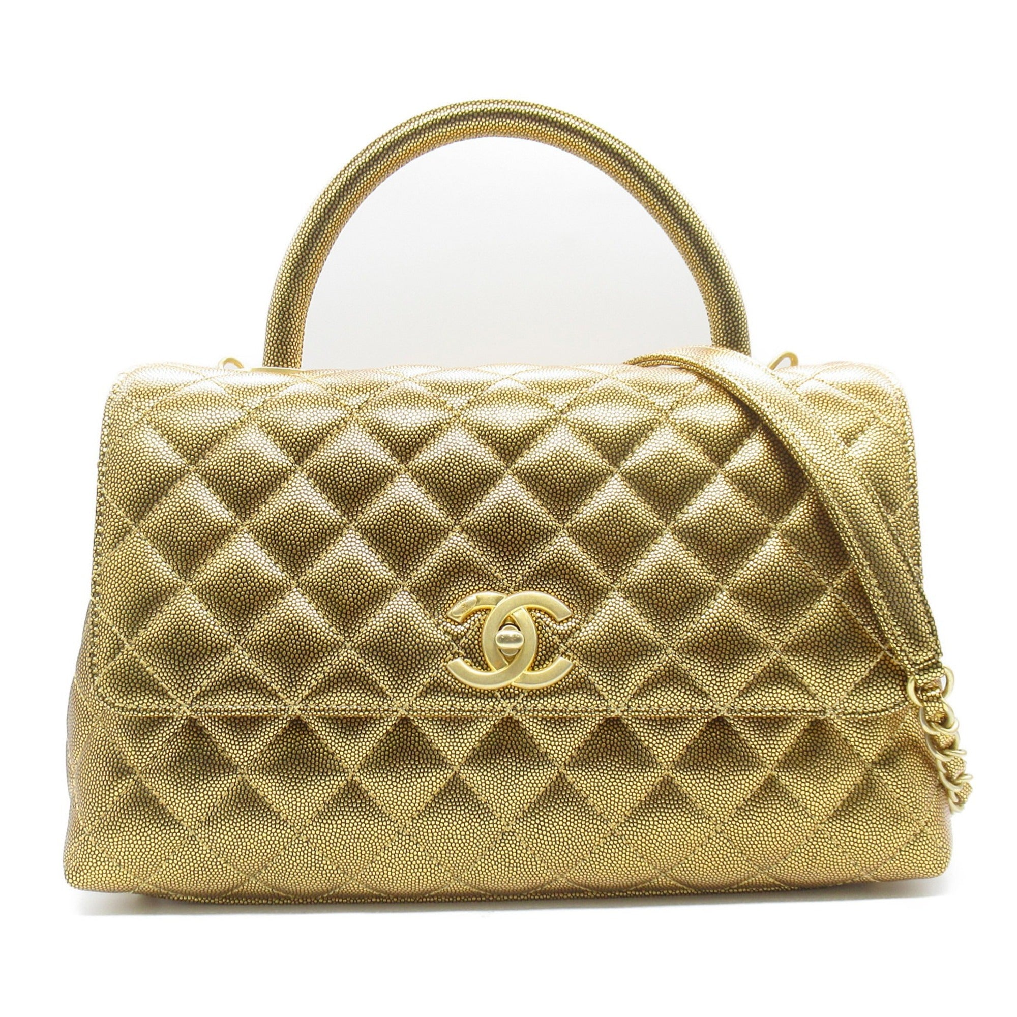 CHANEL Caviar Chevron Quilted Extra Mini Coco Handle Flap So Black