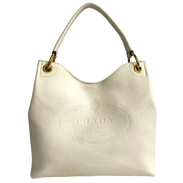 PRADA Vitello Leather Handbag One Shoulder Bag Tote White 74147