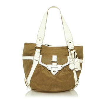 Celine shoulder bag tote light brown white canvas leather ladies CELINE
