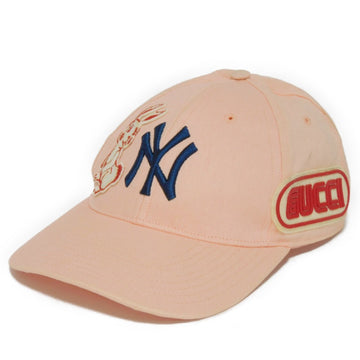 GUCCI Cap NY Yankees Baseball Rabbit Navy Red Cotton 55~59cm Logo 538561 3HE27 5800 Women's