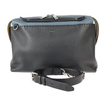 FENDI Visor Way Selleria Business Bag 7VA458 Leather Black Blue Yellow Silver Hardware 2WAY Shoulder