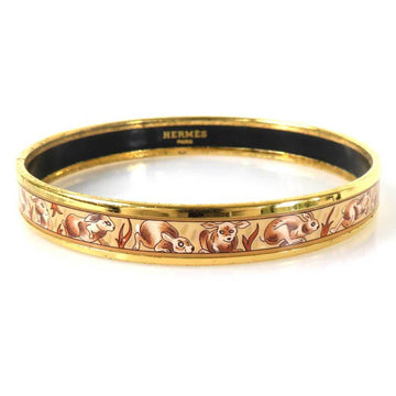 Hermes Bangle Bracelet Email Metal/Enamel Gold/Beige/Brown Women's