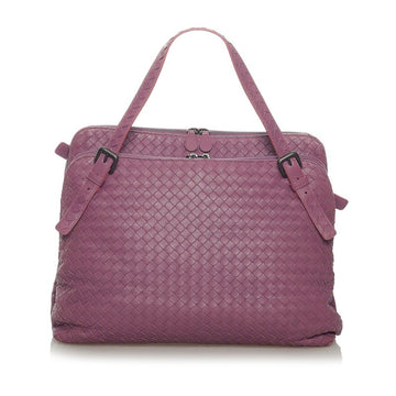 Bottega Veneta Intrecciato Handbag Purple Leather Ladies BOTTEGAVENETA