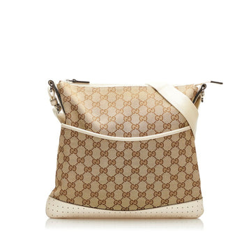 Gucci GG Canvas Shoulder Bag 145857 Beige White Leather Ladies GUCCI