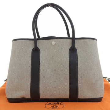 Hermes garden party 36 PM handbag tote bag toile ash leather T stamp