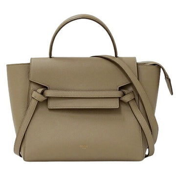CELINE Bag Ladies Handbag Shoulder 2way Leather Belt Beige