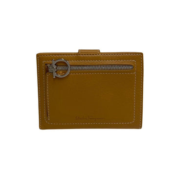 SALVATORE FERRAGAMO Gancini Hardware Leather Bifold Wallet Mini Beige 11170