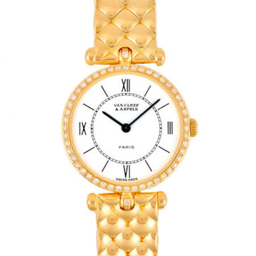 Van Cleef & Arpels La Collection Diamond Bezel Gold 750 K18YG Women's Quartz Wristwatch White Dial