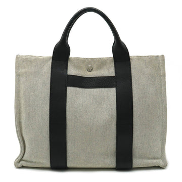 HERMES Sac Arne MM Tote Bag Handbag Toile Ash Canvas Leather Gray Black