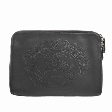 Burberry leather embossed clutch bag black
