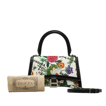 GUCCI Hacker Project x BALENCIAGA Flora Hourglass Handbag Shoulder Bag 681697 Multicolor Canvas Leather Women's