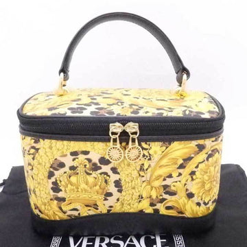 VERSACEGianni  Handbag Vanity Bag Leopard PVC/Leather Beige x Gold Black