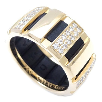 CHAUMET Class One Ring MM Half Diamond #54 K18YG Yellow Gold x Black Rubber 199680