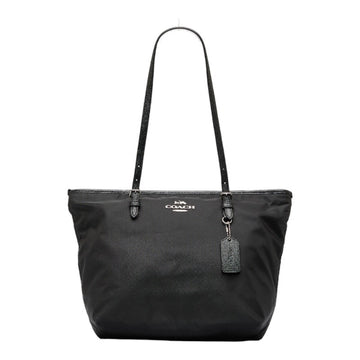 COACH tote bag shoulder F25907 black nylon leather ladies