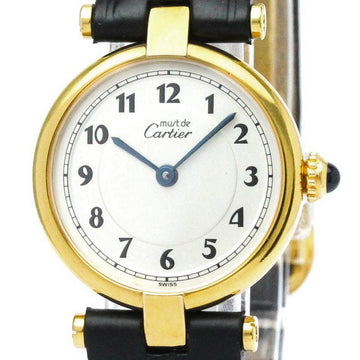 CARTIER Must Vendome Vermeil Gold Plated Quartz Ladies Watch 590004 BF566020