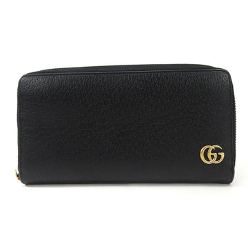 GUCCI Round Long Wallet Zippy 428736 GG Marmont Black Leather Accessories Women's Men's  Zip Around black leather