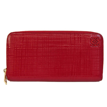 LOEWE Anagram Women's Patent Leather Long Wallet [bi-fold] Red Color