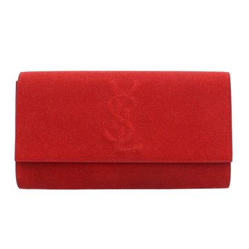 YVES SAINT LAURENT Clutch Bag Leather Red Women's