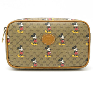 Gucci Micro GG Disney Collaboration Mickey Mouse Belt Bag Waist Body Clutch PVC Brown Beige 602695