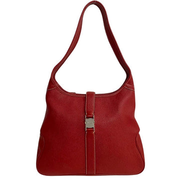 SALVATORE FERRAGAMO Vara Leather Semi Shoulder Bag One Tote Red