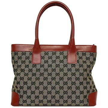 Gucci Tote Bag Red Gray Navy GG 002 1119 Handbag Canvas Leather GUCCI Blue Ladies