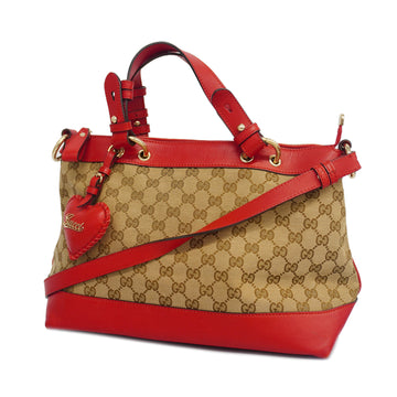 GUCCIAuth  GG Canvas 2way Bag 309122 Handbag,Shoulder Bag Beige,Red Color