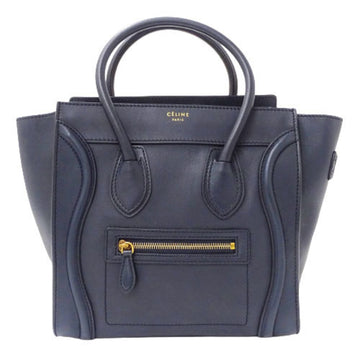 CELINE Bag Ladies Handbag Leather Luggage Micro Shopper Navy Tote Blue