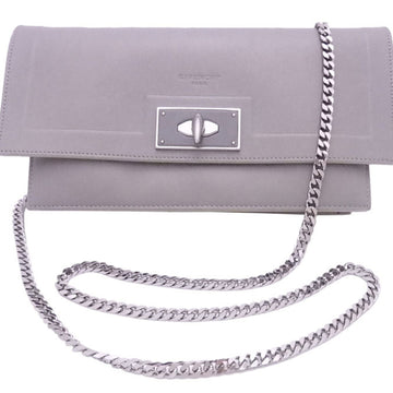 Givenchy shoulder wallet bag light gray leather x silver hardware women's