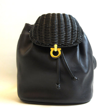 SALVATORE FERRAGAMO Bag Mini Rucksack Backpack Black Gancini Women's Leather