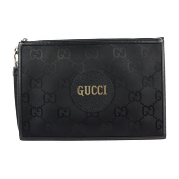 GUCCI Off The Grid Second Bag 625598 GG Nylon Leather Black Silver Hardware Wristlet Clutch Pouch