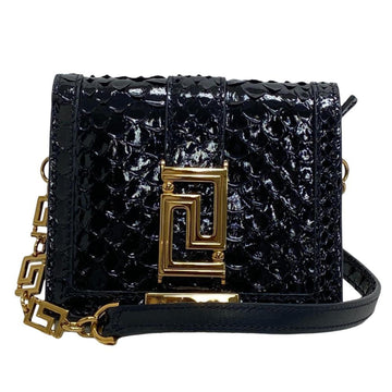 VERSACE Chain Wallet Greca Goddess Shoulder Bag Black Ladies