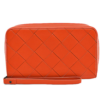 BOTTEGA VENETA Bag Maxi Intrecciato Orange Leather Second Clutch Ladies