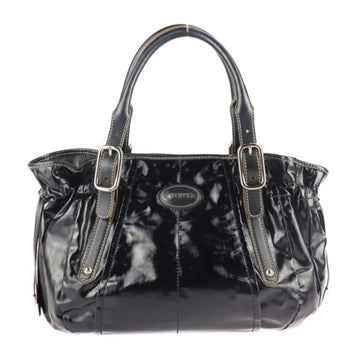 TOD'S G line handbag PVC coated canvas leather black tote