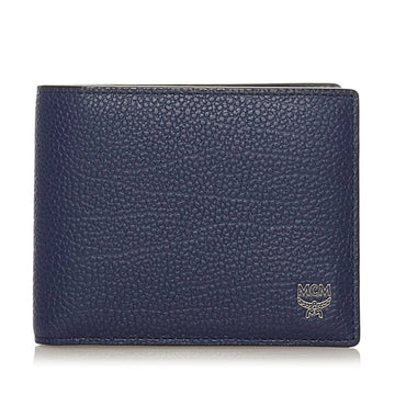 MCM Bifold Wallet Blue Leather Ladies