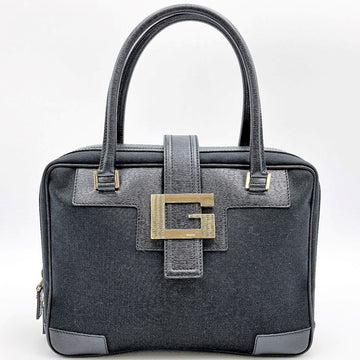 GUCCI Handbag Tote Bag G Logo Black Canvas Leather Ladies 001.5155