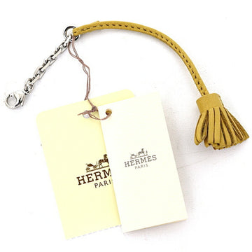 HERMES Carmen Cheetah Pom Bookmark Keychain Bag Charm 327110A 2CTPM Yellow