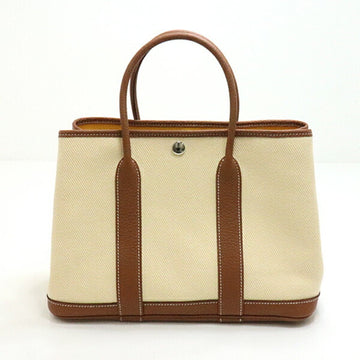Hermes Garden TPM Yellow / Beige Toile Ash Negonda D Engraved Handbag Tote Bag