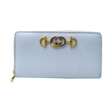 GUCCI Zumi 570661 Women's Leather Long Wallet [bi-fold] Light Blue