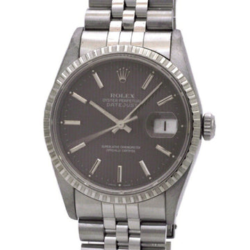 ROLEX watch Datejust silver gray tapestry 16220 only SS automatic S29****  S number men's striped ATM
