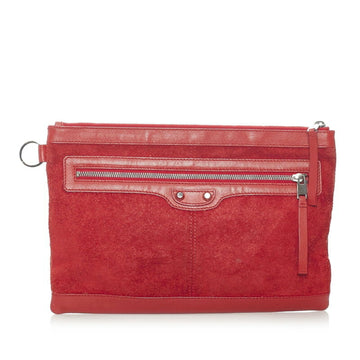 Balenciaga Classic Clip M Clutch Bag 273022 Red Suede Leather Ladies BALENCIAGA