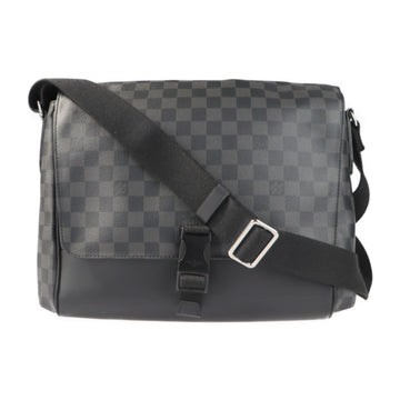 LOUIS VUITTON Messenger MM Shoulder Bag N41458 Damier Graphite Canvas Leather Gray Black
