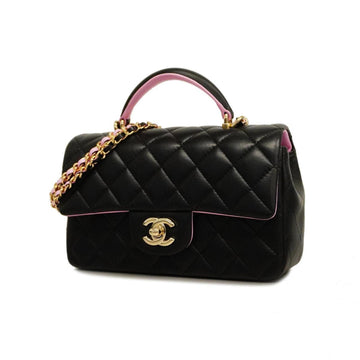 CHANEL Handbag Matelasse Chain Shoulder Lambskin Black Pink Ladies