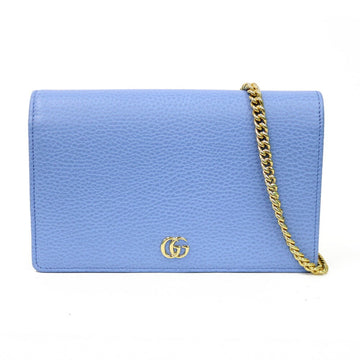 Gucci Shoulder Bag Marmont Chain Blue Ladies